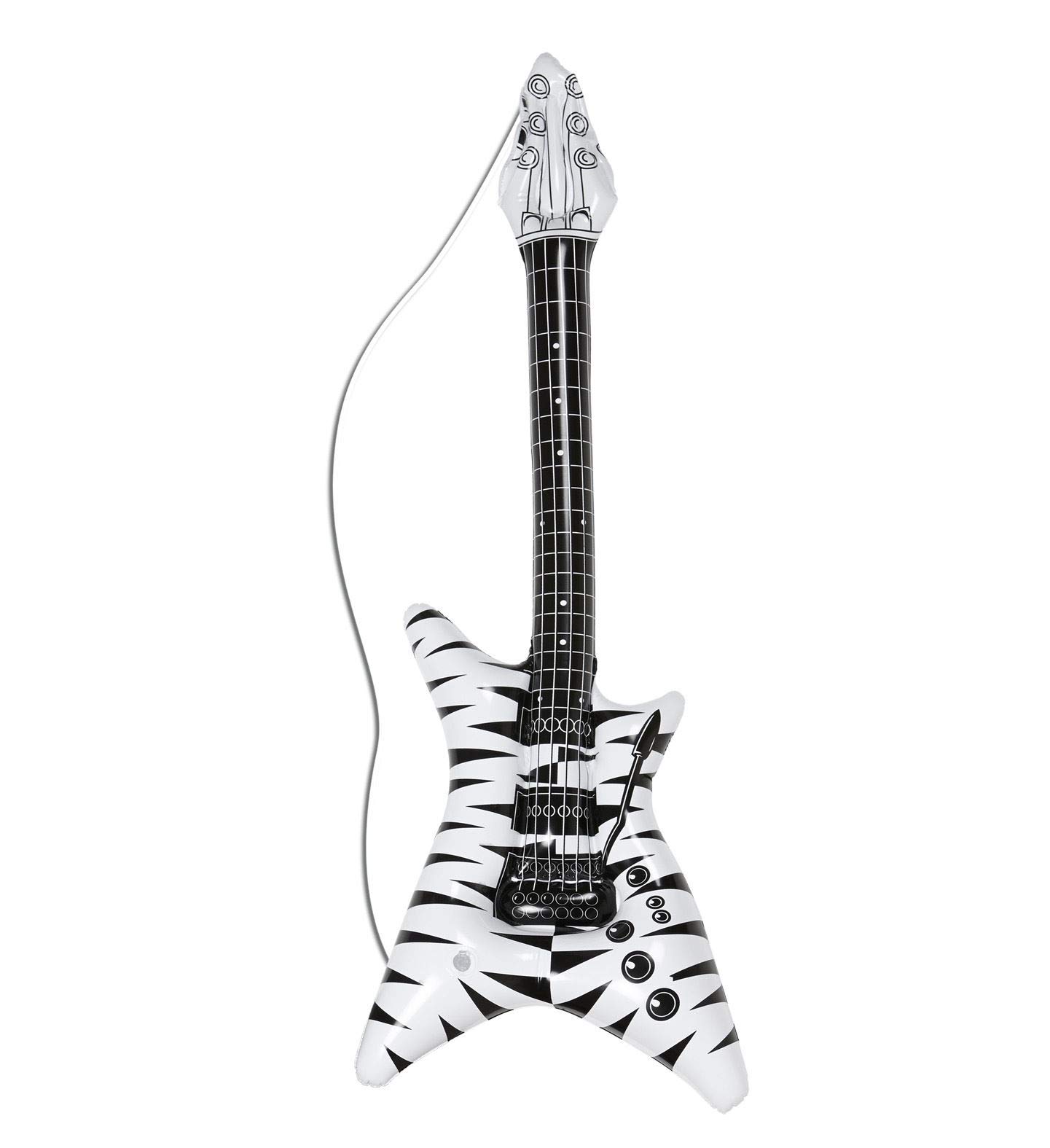 WIDMANN 04814 - Inflatable Guitar Rockstar Zebra With Strap, Adult Unisex, Length 95 cm, Pop Star, Punk, Musicians, Carnival, Theme Parties