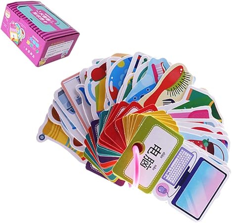 Amazon Co Jp Cuticate キーホルダー付き30ピース 個両面英語中国語教育フラッシュカード 日用品 文房具 オフィス用品