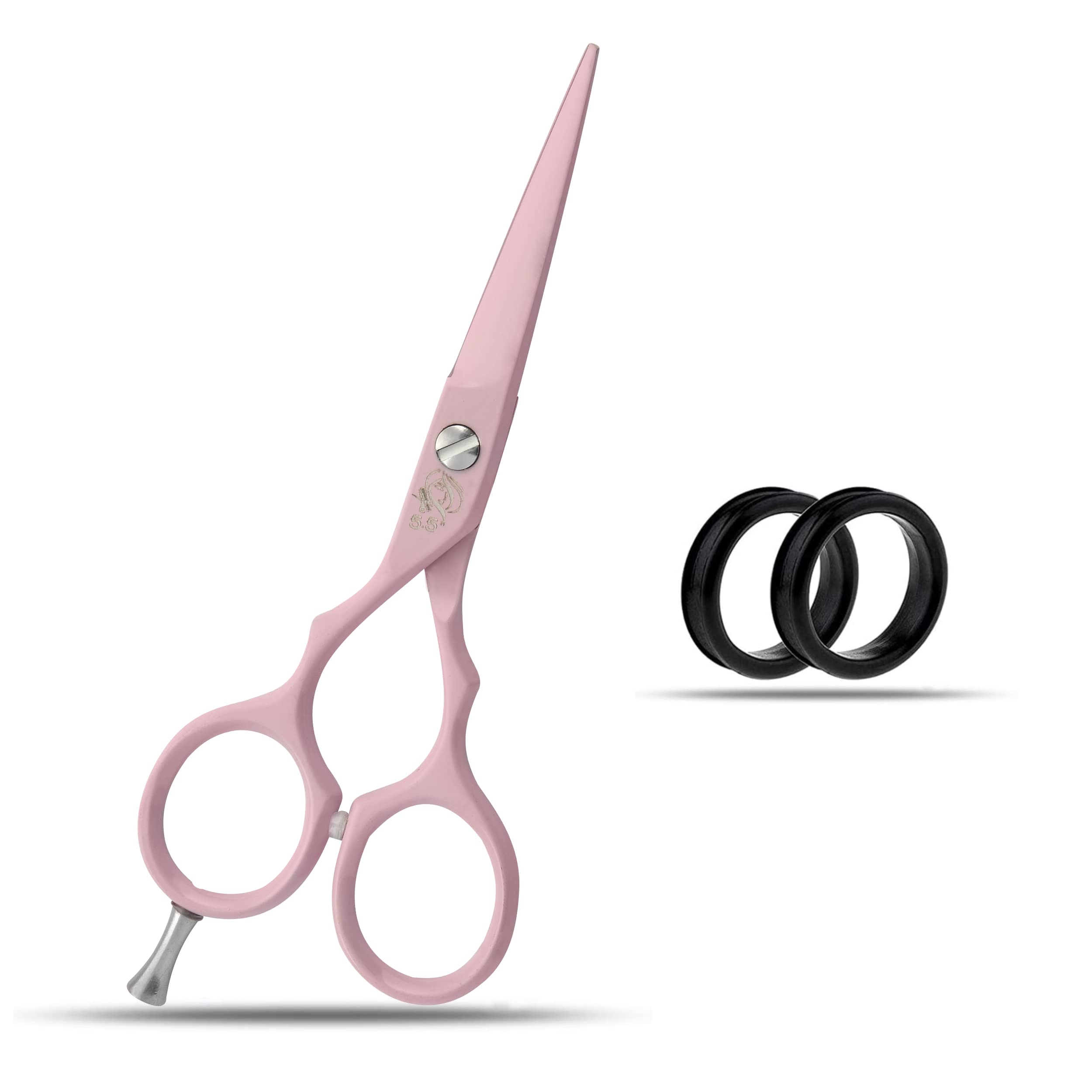 Wishbeauty Professional Left Hand Barber Scissors, 5.5” Lefty Hair Cutting Scissors, Pink