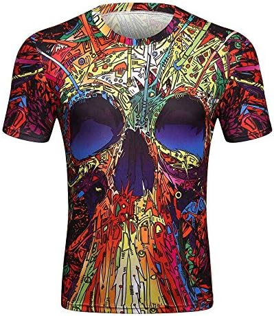 GARQEN Space Galaxy T-Shirt Men 3D T-Shirt Funny Print Cat Horse Shark Cartoon Summer T Shirt Tops Tees D69 XL