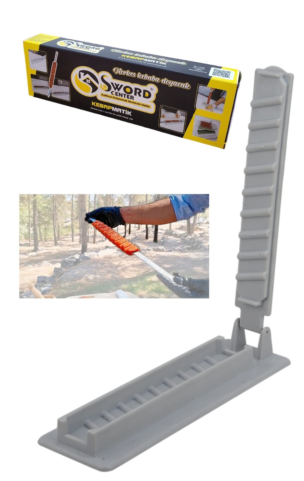 KEBAPMATIK Kofta Maker by Yes Way – Manual Kabob Press Mold, Plastic Meat Shaper, Traditional Chef Style, Handmade Gray 12 x 10 Inches