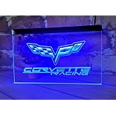 Corvette Neon Signs for Wall Decor Neon Lights for Bedroom Led Signs Suitable for Man Cave Bar Pub Restaurant Christmas Birthday Party Gift Led Art Wall Decorative Corvette Light Bar Sign, USA Plug, 12*8 Inch (blue)