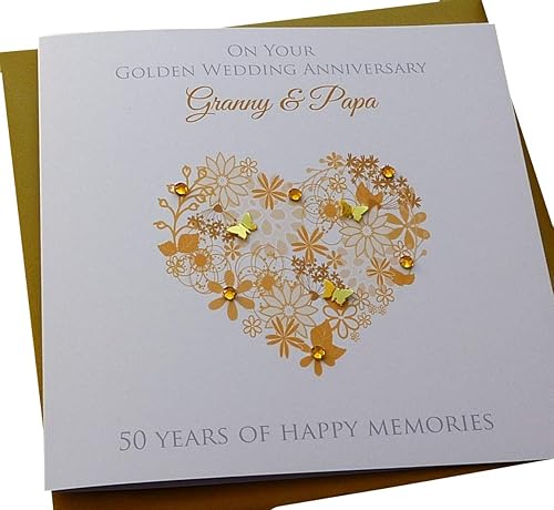 Handmade Personalised Gold 50th Wedding Anniversary Card Amazon Co Uk Handmade
