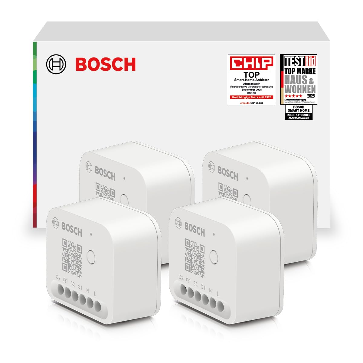 Bosch Smart Home Licht-/Rollladensteuerung II, Licht & Rollläden smart machen, App- & Sprachsteuerung, Automationen & Zeitpläne, Apple Home, Google Home & Alexa, Controller II erforderlich, 4er Set