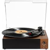 Portable Bluetooth Vinyl Record Player Turntable with Built-in Speakers, Rechargeable, Multiple Speeds (33/45/78 RPM) &ndash; Retro Vintage Design for Home &amp; Gifts