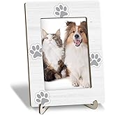bxtala Wooden Photo Frame with Stand, Pet Paw Print Tabletop Picture Frame, Home Display Supplies Desk Decor, Gift for Her Him, Party Favor for Pet Owner Cat Dog, 4x6 Picture Frame -08