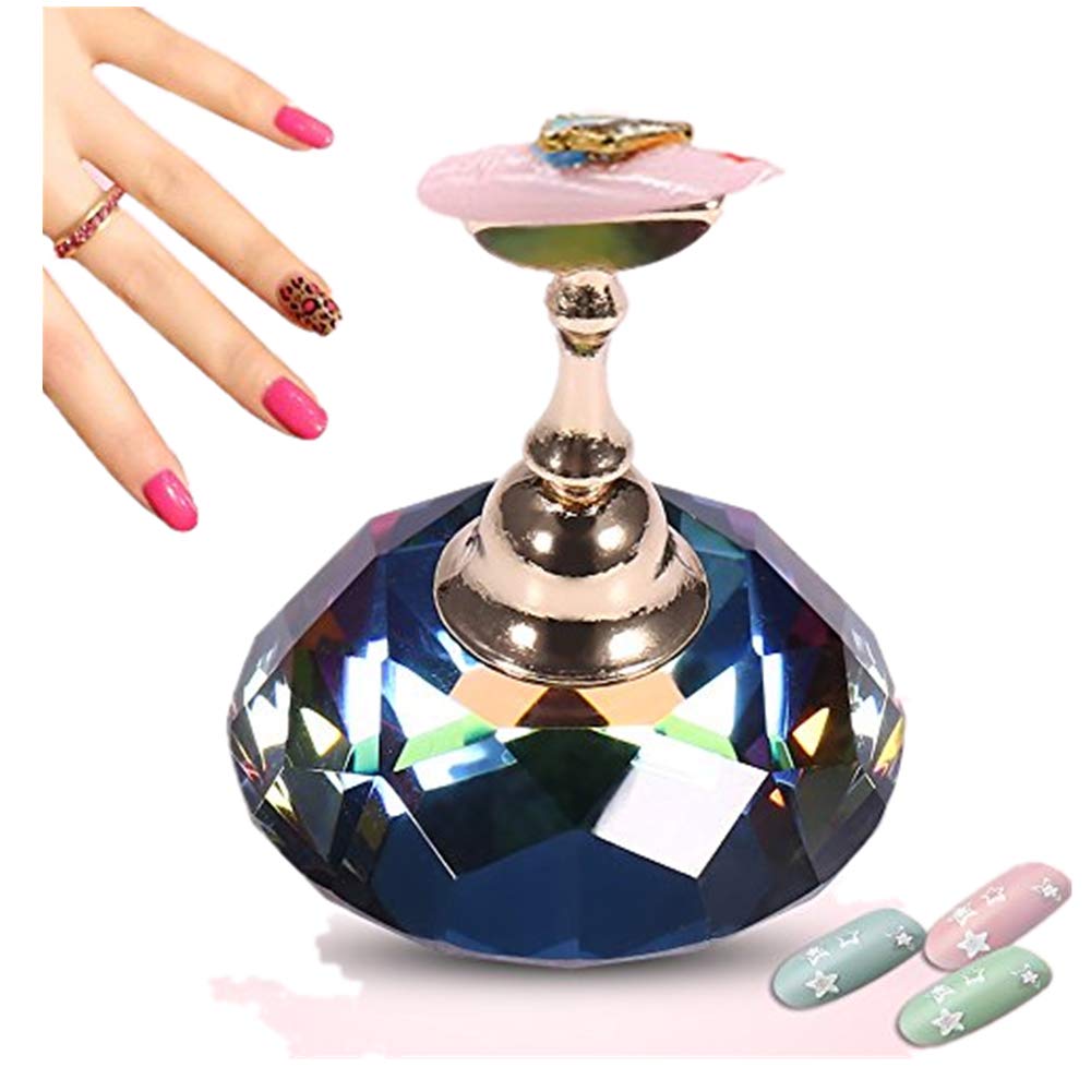 Qkiss Nail Art Display Holder, Nails Tips Practice Training Display Stand, Nail Art Tip Manicure Display Tool(Diamond+Multicolor)