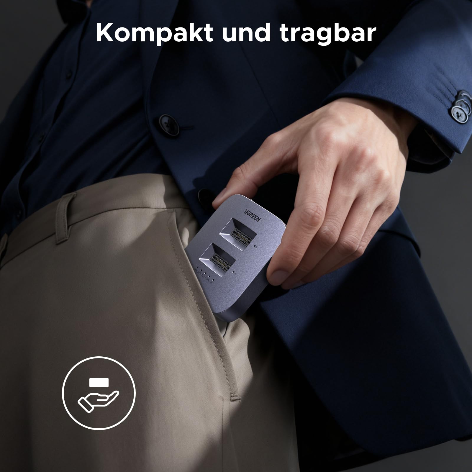 UGREEN Festplatten Dockingstation, USB 3.2 Gen 2X2 20Gbps Dual Bay NVMe SSD Gehäuse, M.2 Festplattengehäuse für M Key PCIE NVMe SSD, Offline-Klonen und UASP unterstützt 9