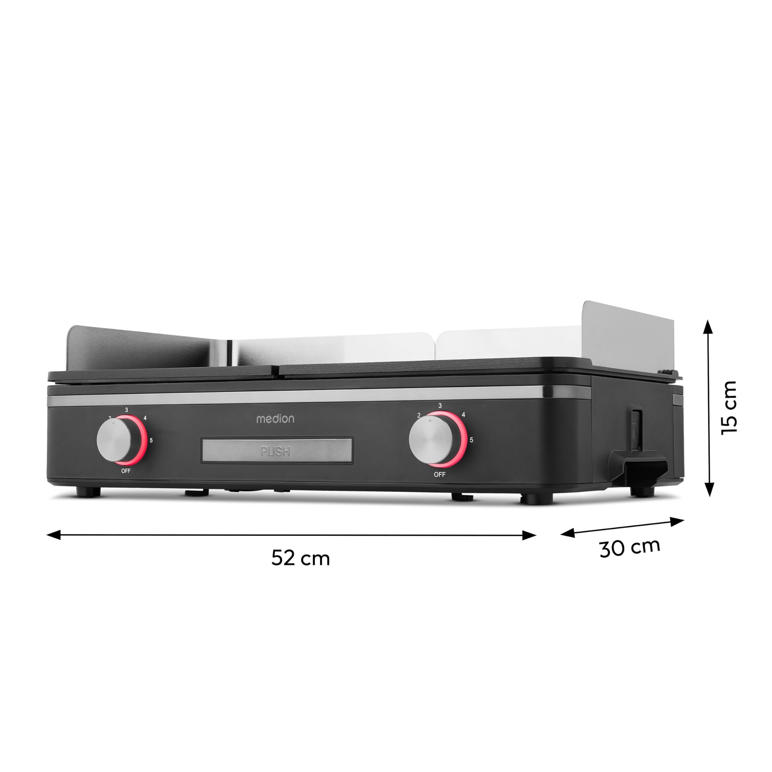 MEDION Tischgrill elektrisch mit Dual-Zonen-System (2400 Watt Elektrogrill, 2 abnehmbare Platten, individuelle Temperaturregelung, LED-Statusanzeige, IPX4-Schutz, MD12027) 7