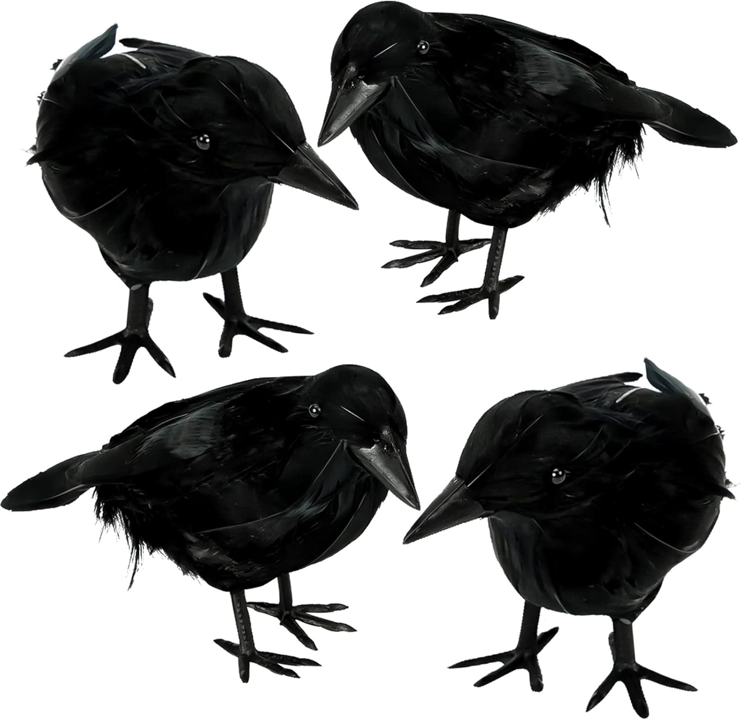 Holiday Décor Storage - 4 Pack Halloween Black Crows, Halloween Ravens Decor, Halloween Decoration Fake Bird, Halloween Ravens Décor Props