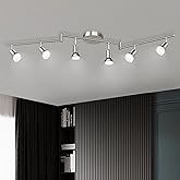 Unicozin 6 Light Track Lighting Kit, Matt Nickel LED Track Light with Flexibly Rotatable Light Head, Foldable Ceiling Spot Li