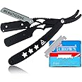 Straight Razors for Men, Straight Edge Razor, 100 Single Edge Blades, Stainless Steel, Barber Razor for Men's Shaving, Barber Shaving Knife, Swinglock