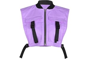 Bnigung Women's Sexy Crop Cargo Vest Sleeveless Buckle Zip Up Vest Jacket Tops Steampunk Streetwear with Pockets