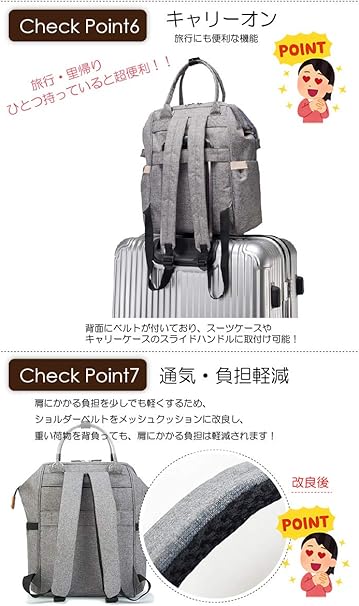 Amazon Co Jp マザーズバッグ ママリュック ママバッグ マザーズリュック レディース 手提げ 出産 入院 大容量 軽量 出産祝い かわいい おしゃれ グレー ベビー マタニティ