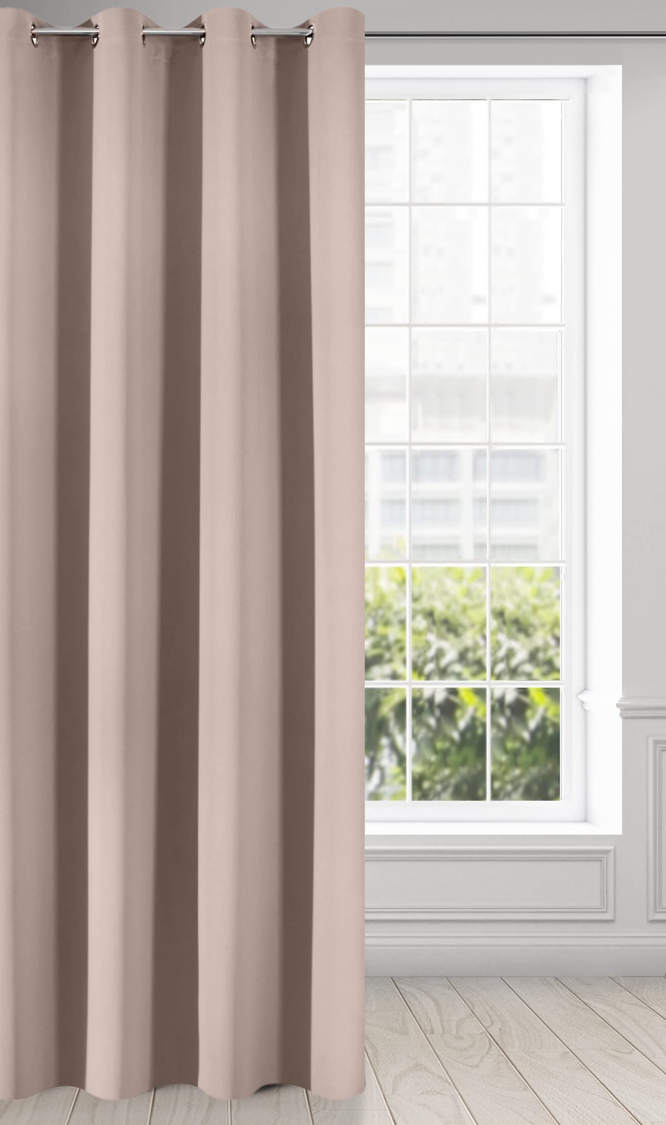 Eurofirany LOGAN Extra Long Blackout Curtain - 1 Unit Eyelets, Light blocking Room Darkening Bedroom Living Room, W53 x L98, Altrosa