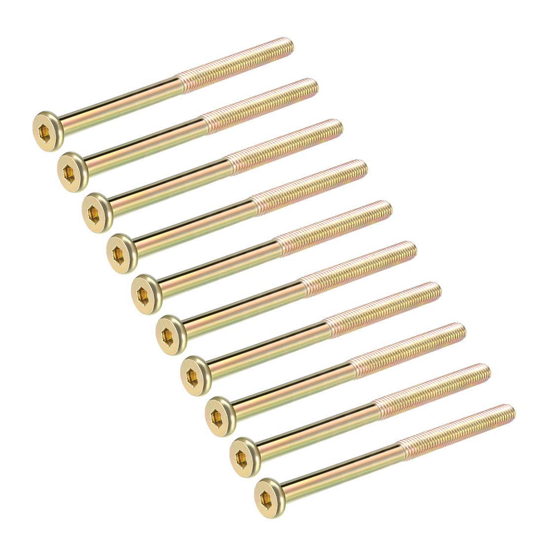 sourcing map M8x110mm Furniture Screws Hex Socket Screws Zinc Plated Fasteners Bolts Half-Thread Carbon Steel 10Pcs