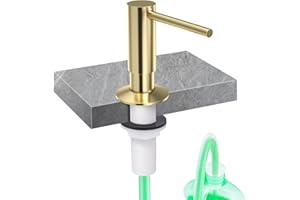 Samodra Sink Soap Dispenser and Extension Tube Kit, Brass Pump Head Brushed Gold Built in Design with 39” Extension Tube to Soap Bottle, No More Messy Refills