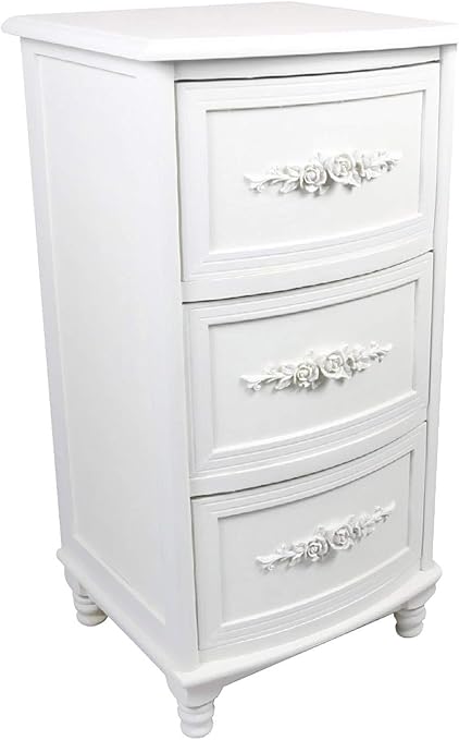 Middle England 67 5cm Shabby Chic White Chest Of 3 Drawers Cabinet