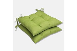 Pillow Perfect Pompeii Solid Indoor/Outdoor Wicker Patio Seat Cushion Reversible, Weather and Fade Resistant, Square Corner - 18.5" x 19", Green, 2 Count