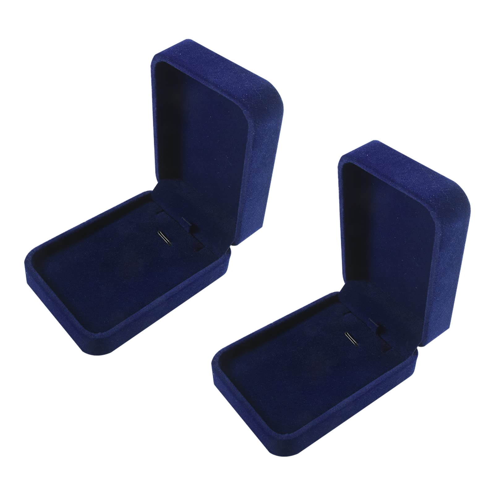 Zngou 2 PCS Velvet Necklace Gift Box Blue Velvet Pendant Gift Box Long Chain Jewelry Display Boxes Blue Necklace Case for Engagement Wedding Mothers Day Christmas Thanksgiving Birthday Mom Gifts