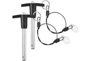 ZOWZEA 2 Pack T Handle Quick Release Pin 3/8 Inch Diameter ,Stainless Steel Ball Locking Pin with Push Button Lanyard Cable Usable Length 2.36"(9.5*60mm)