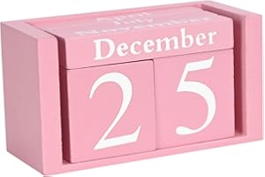MICKYU Wooden Desk Calendar | Cute Office Desk Accessories Pink Room Decor for Women