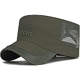 YeeHeen Cadet Army Cap Mesh Quick Qry Flat Top Cap Military Hat for Men Women