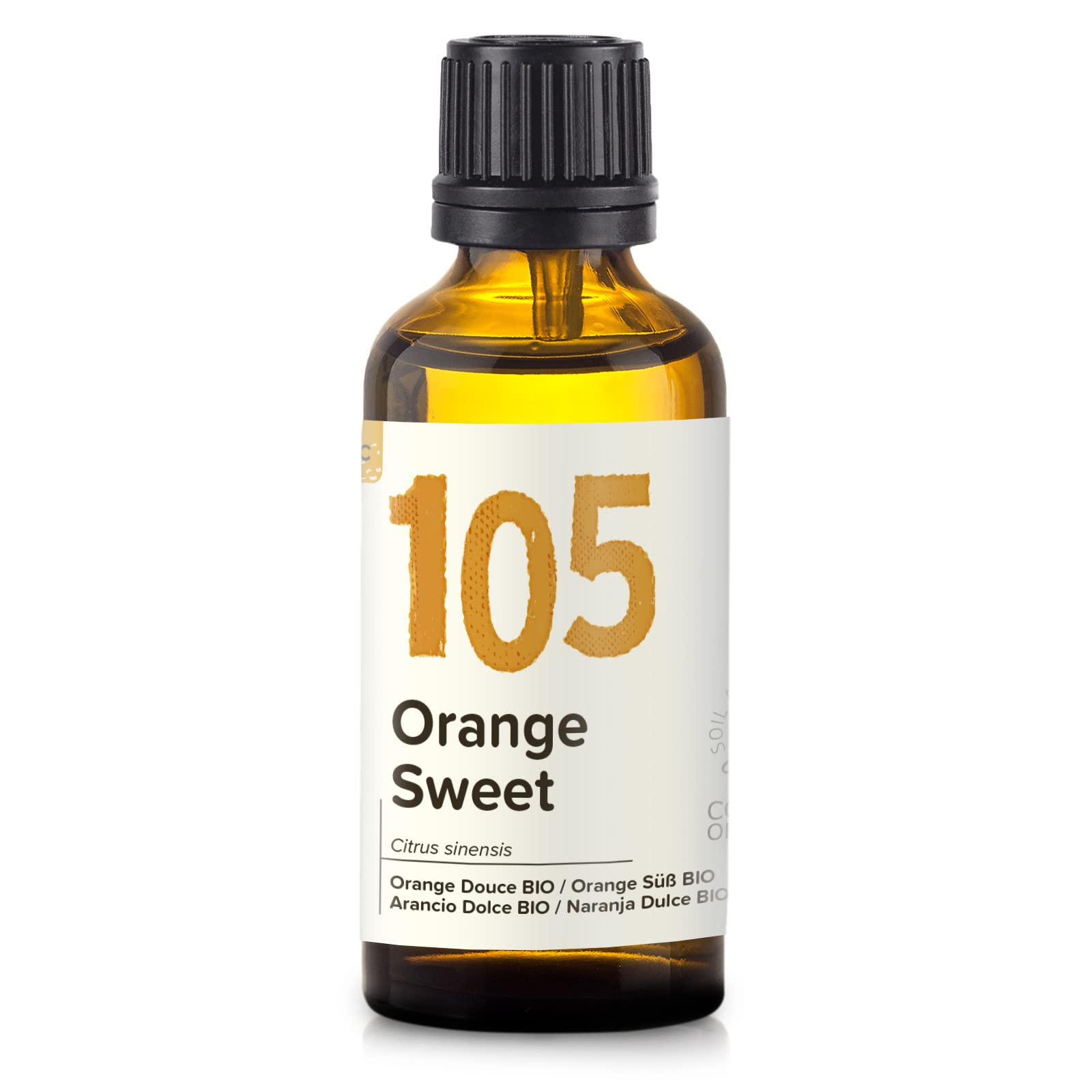 Naissance Organic Sweet Orange Essential Oil (No. 105) - 50ml - Pure, Natural, Certified Organic, Cold Pressed, Cruelty Free, Vegan and Undiluted - Use in Aromatherapy & Diffusers