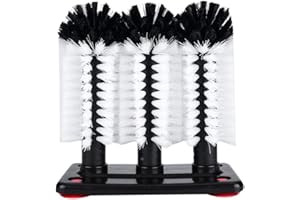 FDIT Triple Brush Glass Washer | 3 Brush Glass Scrubber With Suction Cup Base Washer Glass for Hotel Coffee