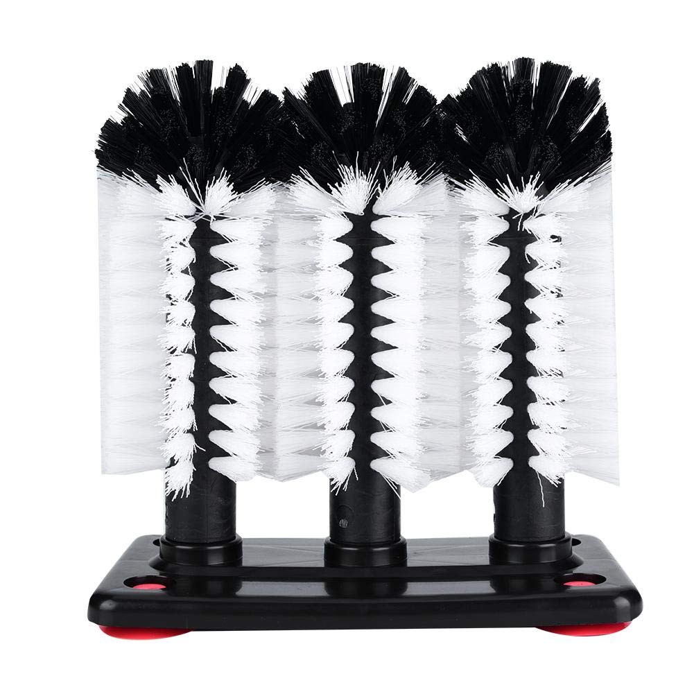 TOPINCN 3 Brushes Bar Glass Cups Washing Brushes, Glass Cleaning Brushes, Glass Washers, Glass Scrubbers With Suction Plate