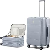 Hanke Hardside Expandable Checked Luggage, 24 Inch Top Opening Trunk Luggages with Spinner Wheels, All-PC Hard Shell Suitcase, Lightweight TSA Checked-Medium(Grey, 83L)
