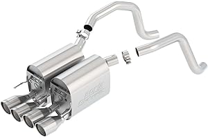 BORLA 11815 Axle-Back Perf. Exhaust System for 2005-2008 Chevrolet Corvette (C6) V8 T-304 Stainless Steel S-Type II Sound Dual Center Rear Exit Dual 4" Round Polished T-304 Stainless Tips On Each Side