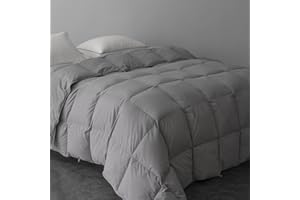 MAXICOZY Luxury Feather Down Fiber Comforter King Size, All Seasons Duvet Insert, Ultra-Soft Bed Comforters Hotel Collection, Fluffy Medium Warmth, (106x90, Grey)