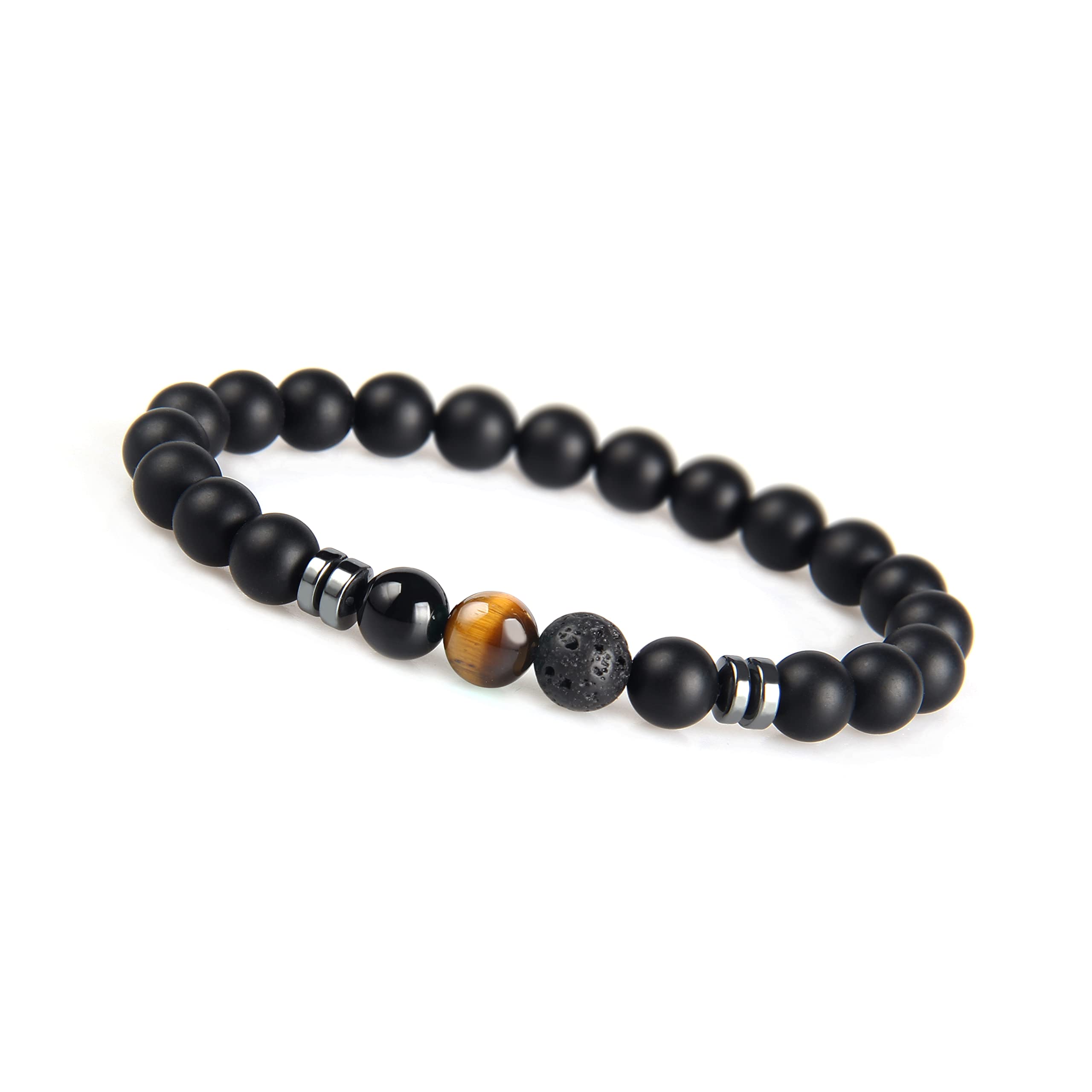 GD GOOD.designs EST. 2015 Chakra Bead Bracelet – Onyx Natural Stone & Jasper Accent I Men’s Jewelry (Brown) I Gift for Him — image 1