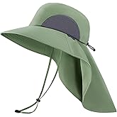 UVSAI UPF 50+ Foldable Sun Hats Wide Brim with Large Neck Flap for Men Women UV Protection Gardening Fishing Beach Hat