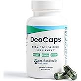 DeoCaps Whole Body Deodorizing Supplement - 100% Natural Internal Deodorant, Sweat Relief - Body Odor Pills Reduce Odor in Underarms, Intimate Areas & Feet - 60 Chlorophyll Capsules for Gut Health