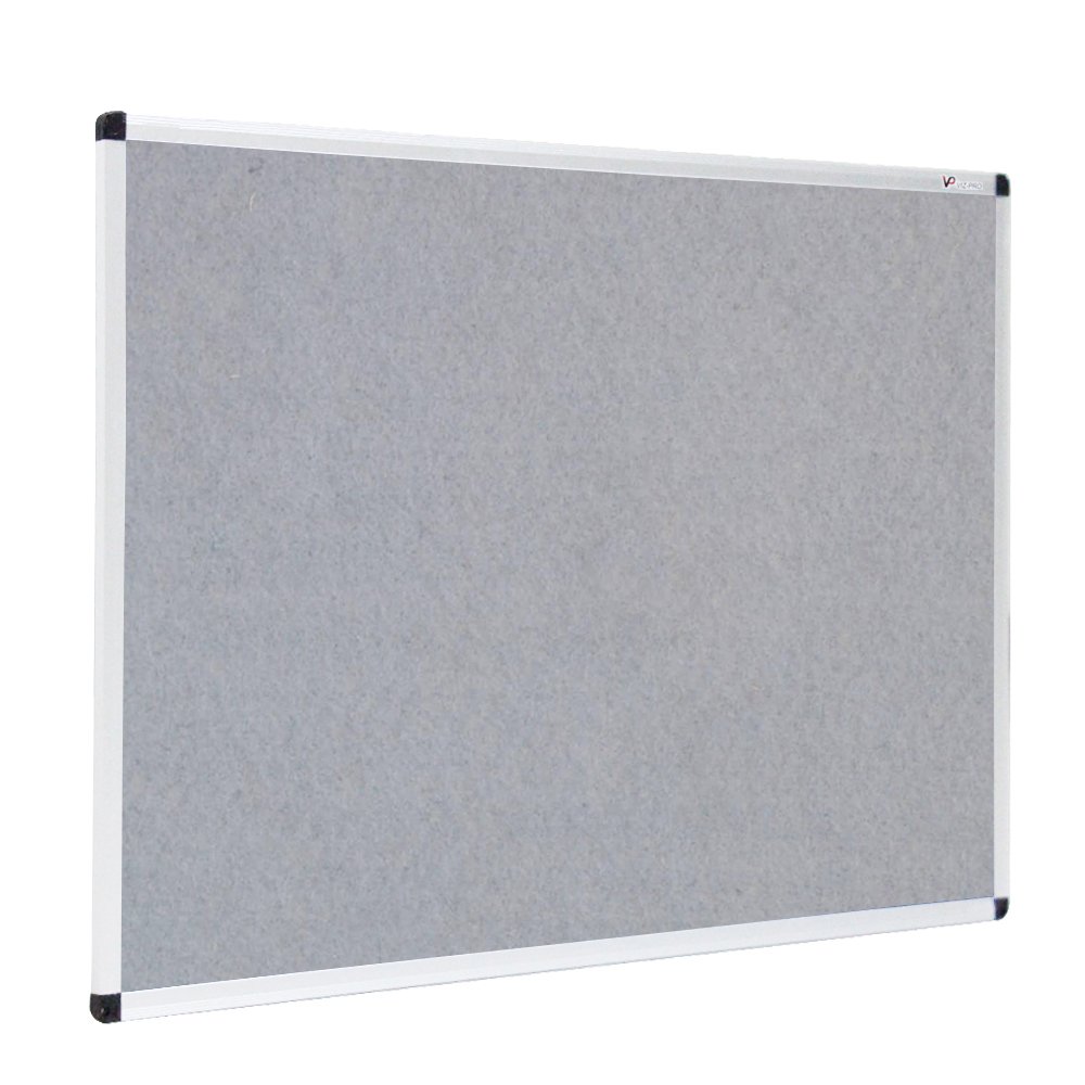 VIZPRO Notice Board Felt Grey, Silver Aluminium Frame, 120 X 90 cm