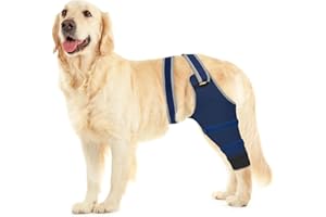 JOYPIG Dog Rear Leg Sleeve to Prevent Licking - Comfortable Recovery Sleeve for Back Hind Leg, Wound Recovery After Surgery for Torn ACL/CCL TPLO, with Extra Plastic Wear Strap, Cone Alternative (Deep Blue)