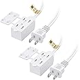 [UL Listed] Cable Matters 2-Pack 16 AWG 2 Prong Extension Cord 6 ft, 13A 3-Outlet Extension Cords with Tamper Guard, 13 Amp, 1625 Watts, White