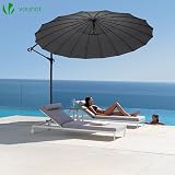 VOUNOT 3m Cantilever Parasol Banana Garden Patio Umbrella Grey with Crank view 6