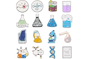 PH PANDAHALL Pandahall 16Pcs Alloy Enamel Brooches Chemistry Science Theme, 16 Styles Cartoon Chemistry Theme Lapel Brooch Enamel Pin Set for Clothes Bags Decor