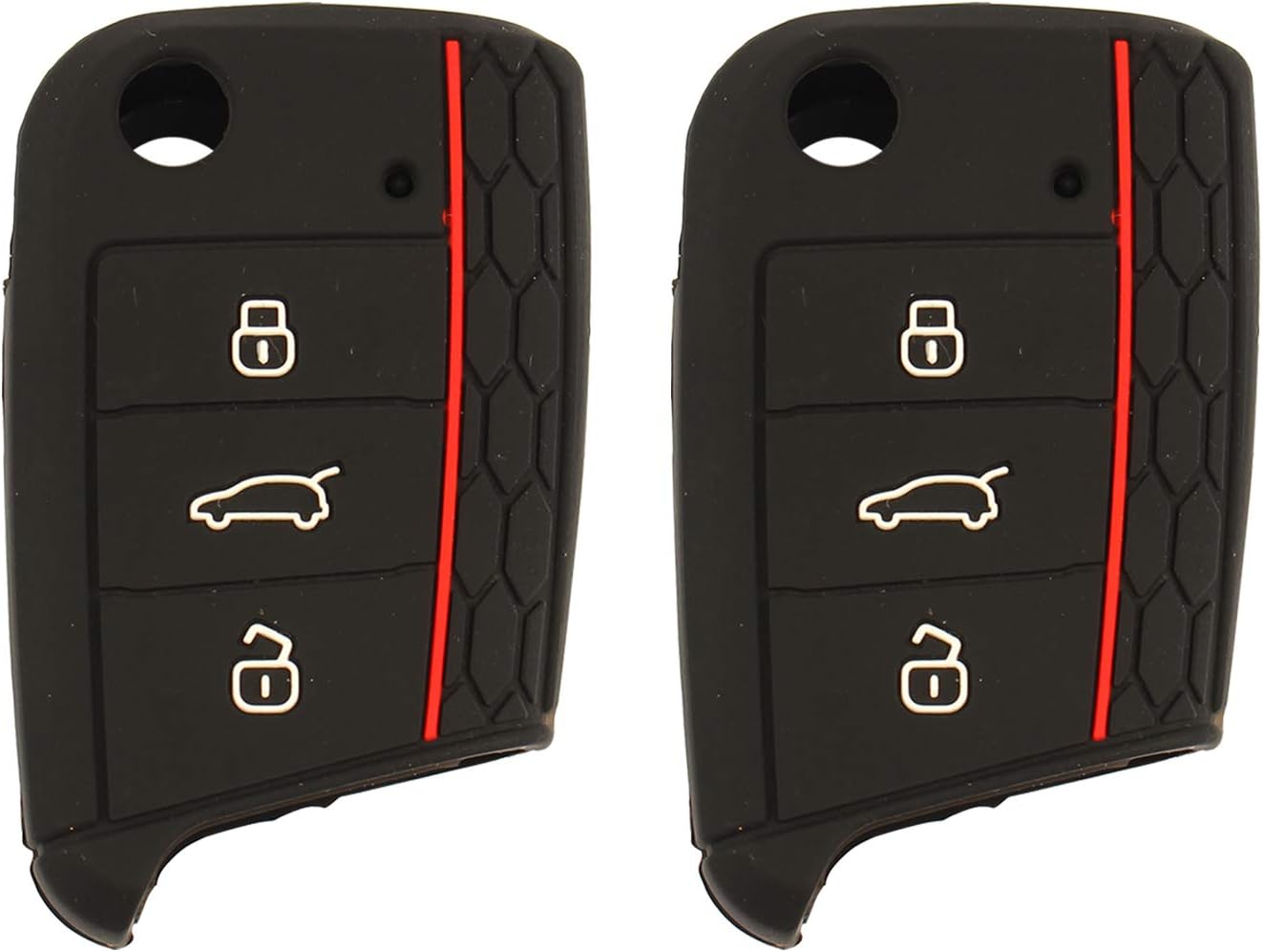 Futheda 2Pcs 3 Buttons Soft Silicone Car Remote Flip Key Fob Cover Holder Protection Cases Accessories Compatible with Golf 7 GTI Golf VII MK7 Octavia A7 Seat Leon 5F SC ST (Black)