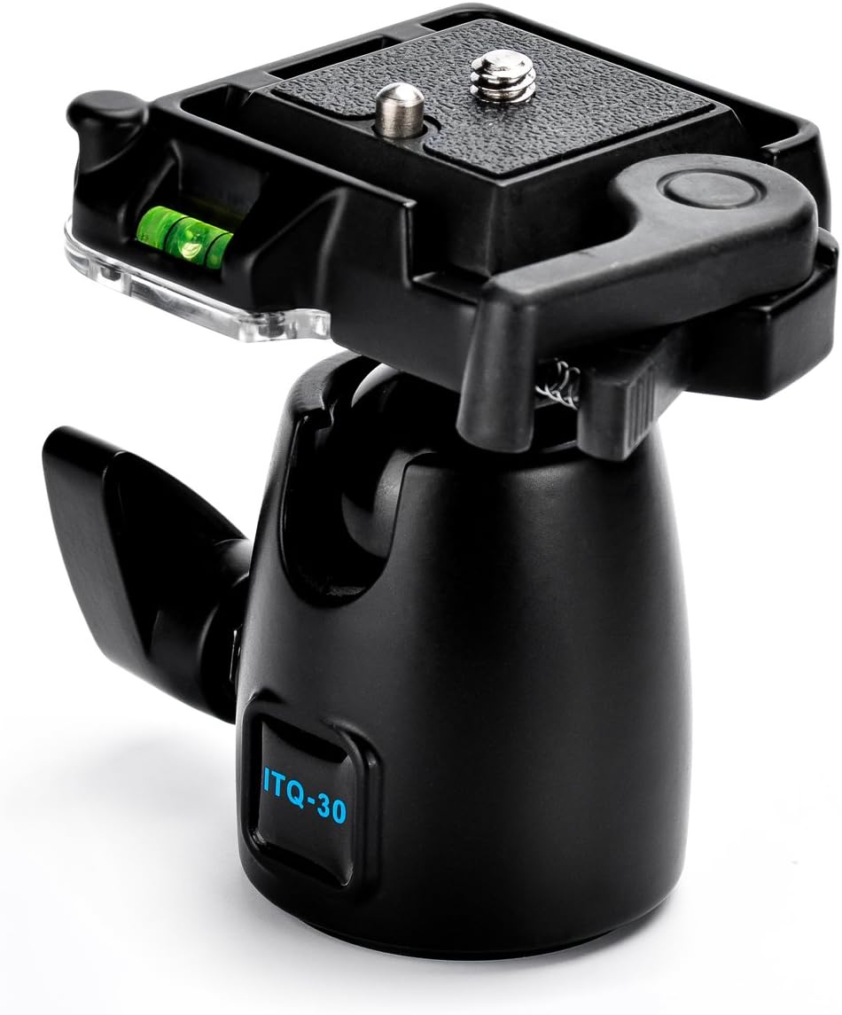 Tripod Ball head - 360 Degree Fluid Rotation Pan Head with Quick Release Plate for SLR and DSLR Camera Tripods and Monopod