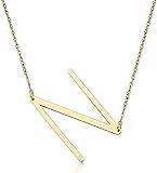 RINHOO Sideways Large Initial Necklace 18k Gold