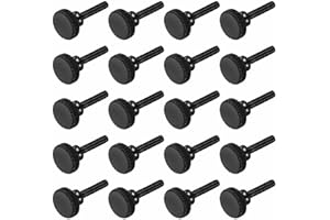 MECCANIXITY 20pcs M3 x 16mm Knurled Thumb Screws, Black Steel Flat Head Thumb Screws Metric Knurled Bolts with Shoulder Grip 
