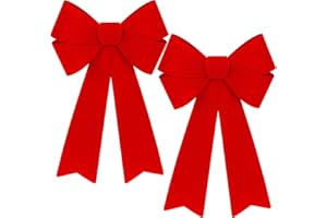 Large Red Velvet Christmas Bows, 12x 18 inches, 2-Pack, Indoor/Outdoor Decorative Bows for Door, Fireplace, Stairs, Porch