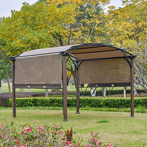Outsunny Pavillon Pergola mit einstellbarem Stoffdach UV+50 Überdachung Wasserfest Sonnenschutz Texteline Stahl Kaffee… – Bild 3