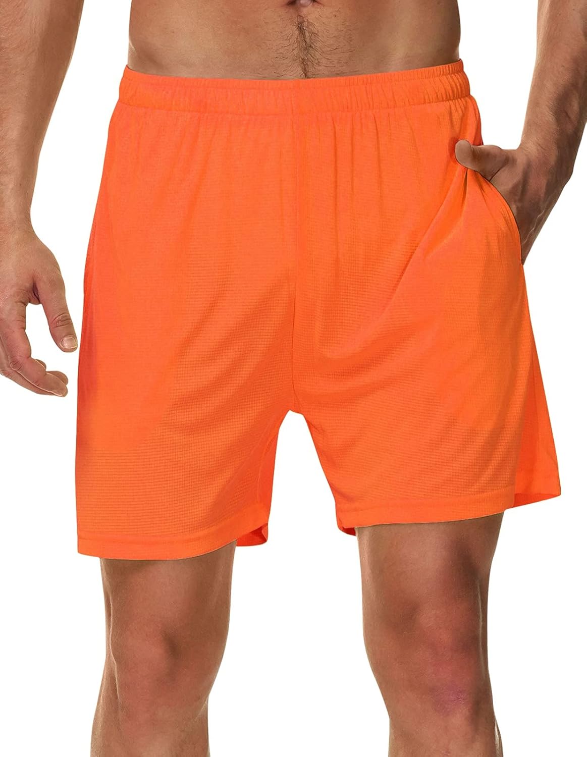 SPECIALMAGIC Men's Running Shorts 5 Inch Neon Lightweight Workout Gym Soccer Tennis Athletic Shorts with Linner Pockets: Clothing