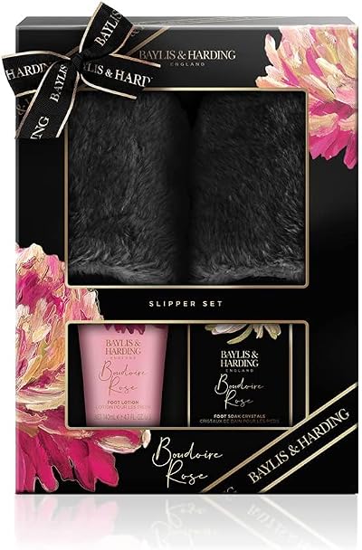 Baylis & Harding Boudoire Rose Luxury Slipper Gift Set Vegan Friendly Foot Care