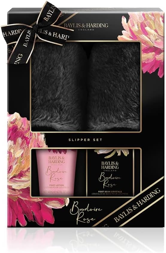 Baylis & Harding Boudoire Rose Luxury Slipper Gift Set Vegan Friendly Foot Care